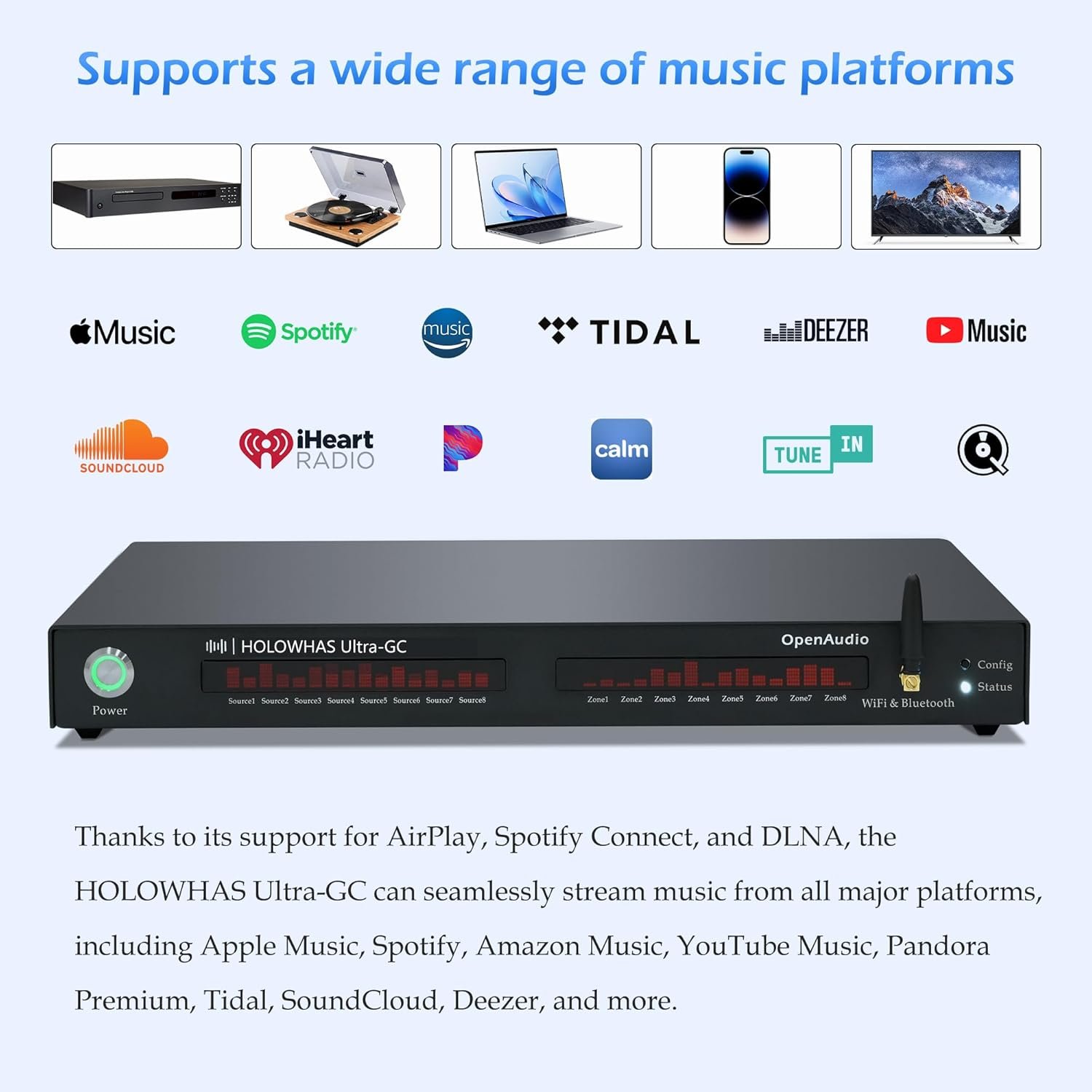 HOLO-WHAS Ultra support a wide range of music platform