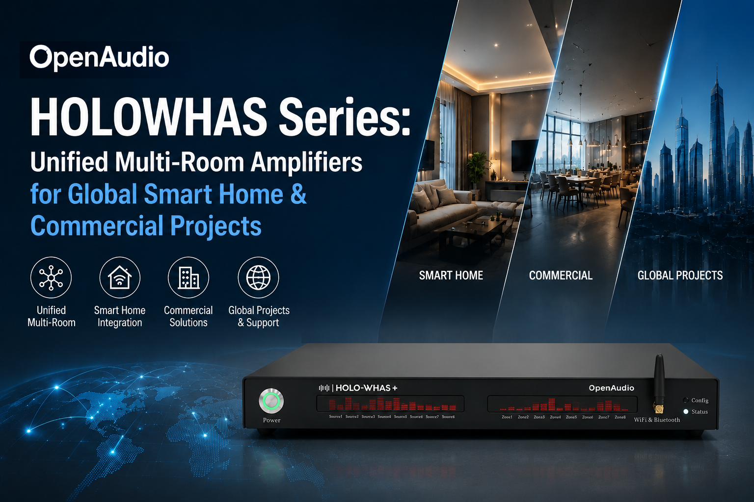 OpenAudio HOLOWHAS Series: Unified Multi-Room Amplifiers for Global Smart Home & Commercial Projects